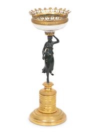 An Empire Gilt and Patinated Bronze and Cut Glass Bowl