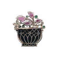 CARTIER, ART DECO, DIAMOND, RUBY, EMERALD, AND ONYX GIARDINETTO BROOCH
