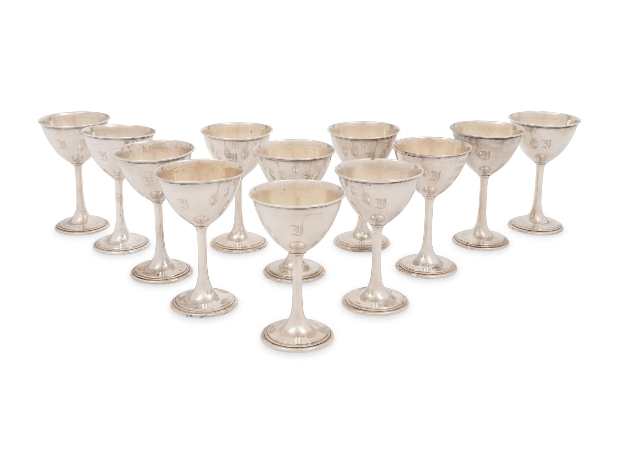 A Set of Twelve American Silver Goblets