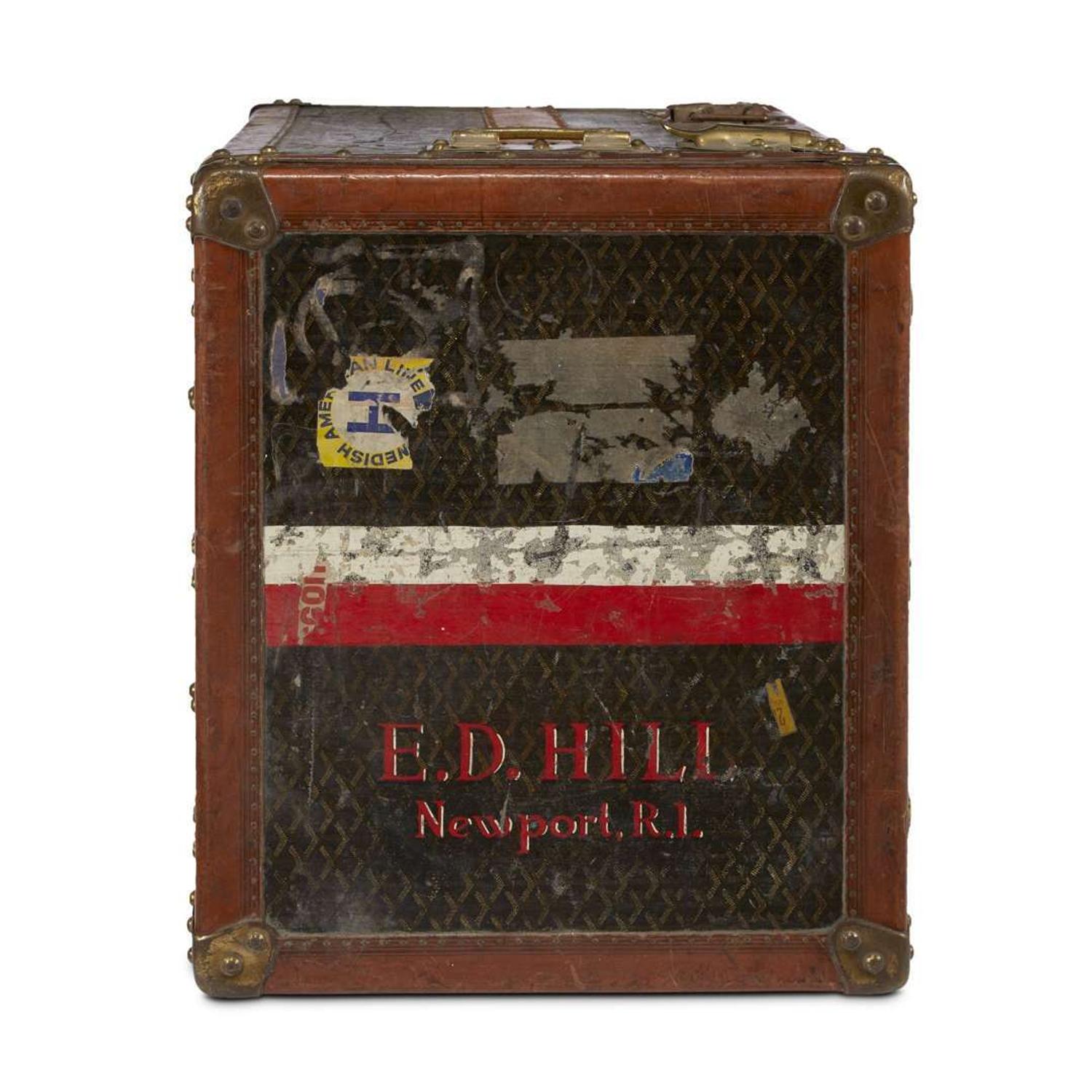 A Goyard fitted wardrobe trunk in black 'Goyardine' printed canvas first quarter 20th century