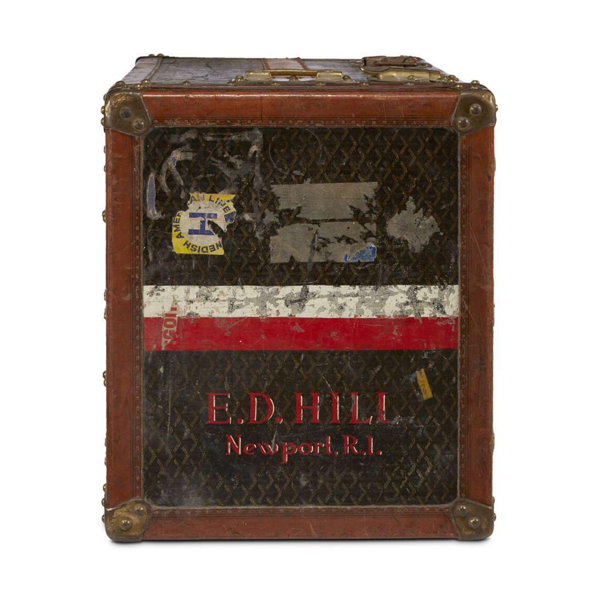 A Goyard fitted wardrobe trunk in black 'Goyardine' printed canvas first quarter 20th century