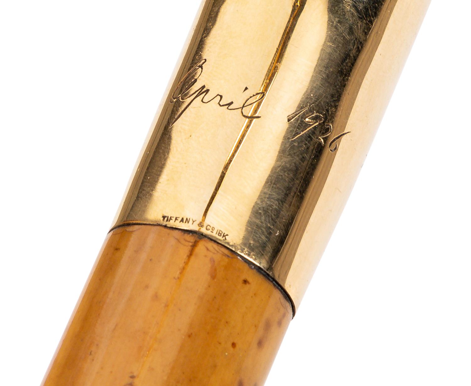 A Tiffany and Co. 18-Karat Gold Handled Walking Stick