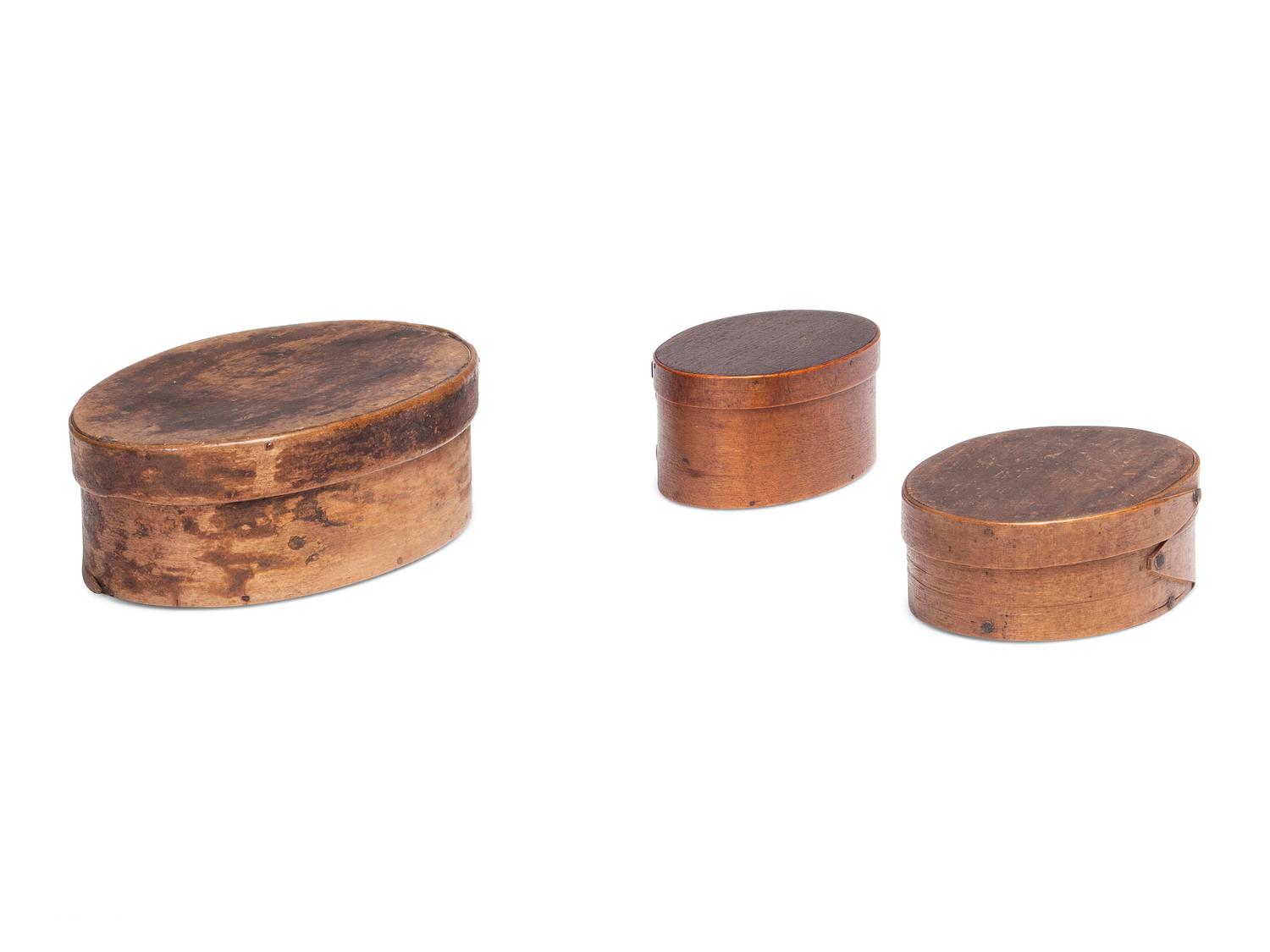 Three Shaker Lidded Bentwood Boxes