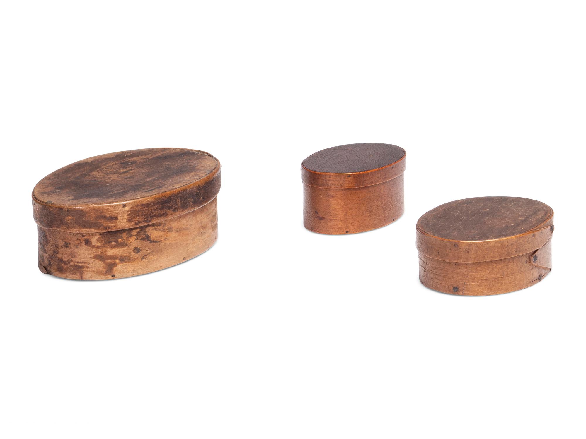 Three Shaker Lidded Bentwood Boxes