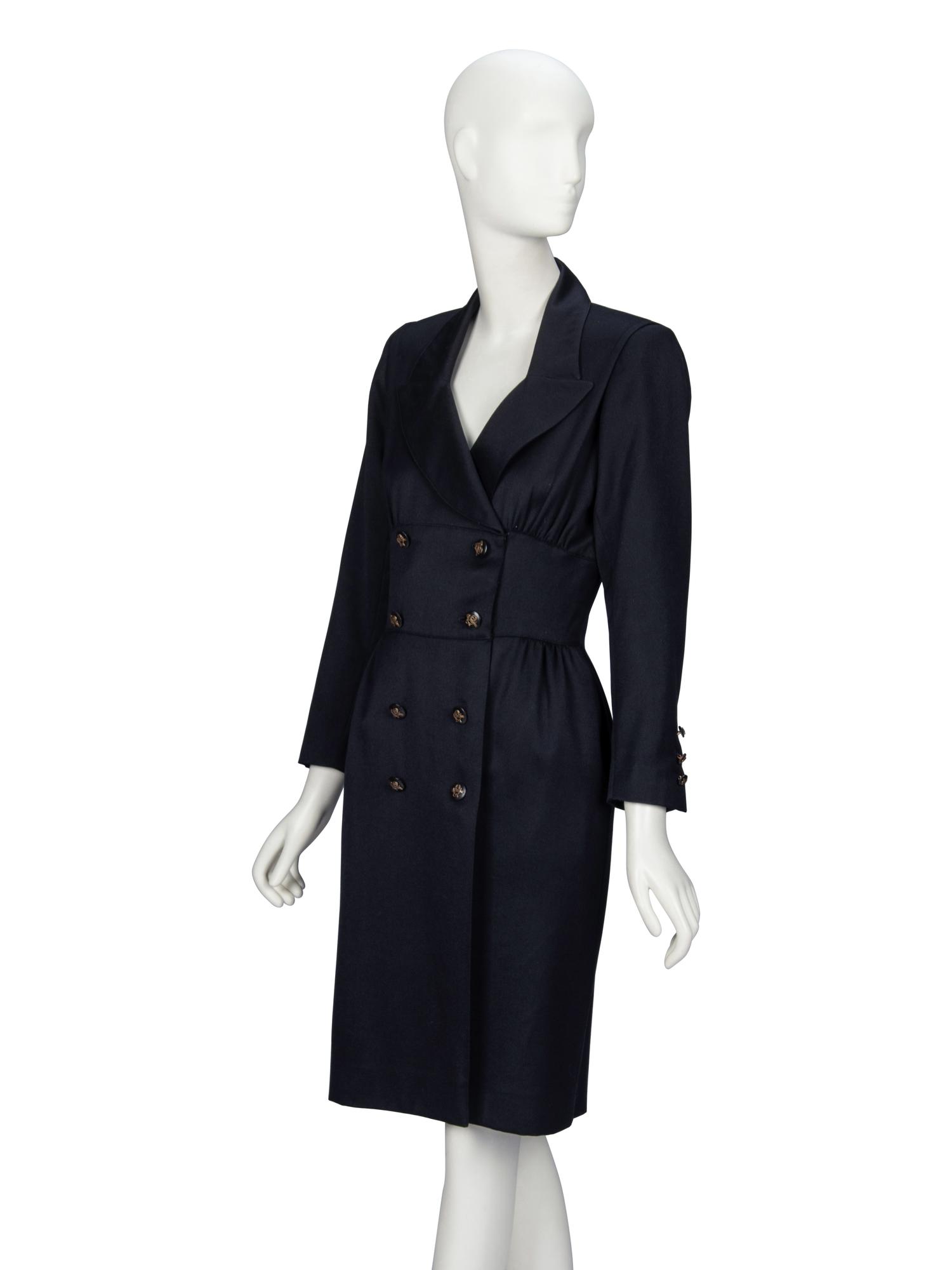 Hermès, Fitted Black Wool Dress