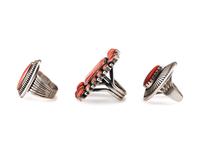 Sterling Silver Coral and Spiny Oyster Rings