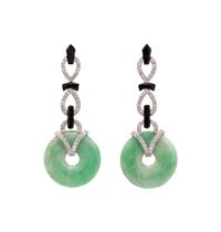 DIAMOND, ONYX AND JADE EARRINGS