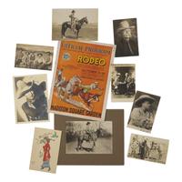 [Western Americana] Group of 50-plus photos, RPPCs, and ephemera, including Wild West performers and cowboys