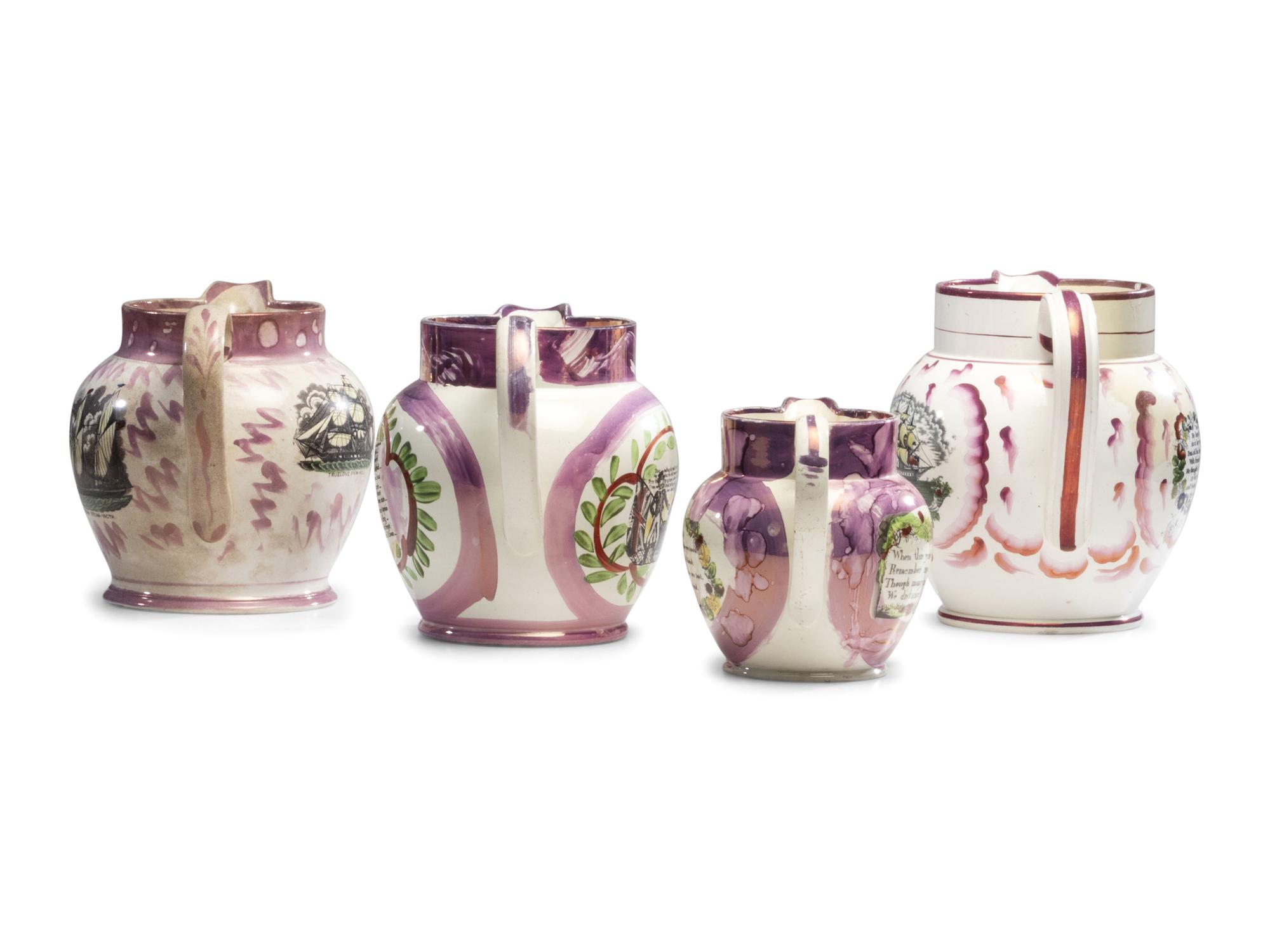 Four Sunderland Luster Jugs