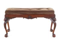 A Georgian Style Carved Mahogany Bench