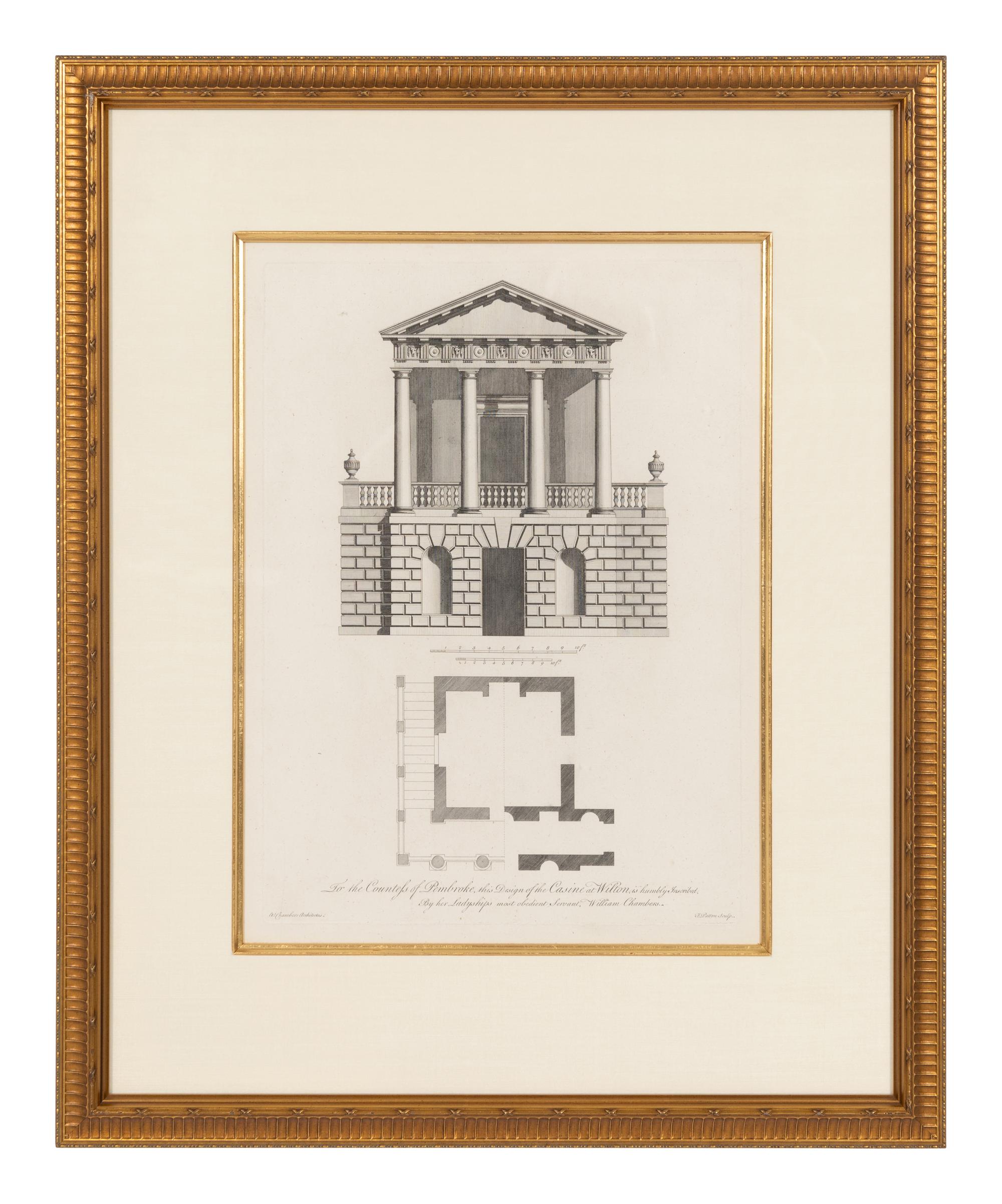 A Set of Three William Chambers (1722-1796) Architectural Study Chromolithographs