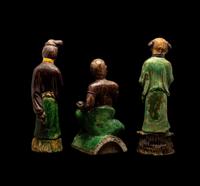 Three Chinese Glazed Stoneware Figures