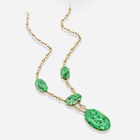 A Set of 14K Yellow Gold and Jadeite Necklace and Bracelet