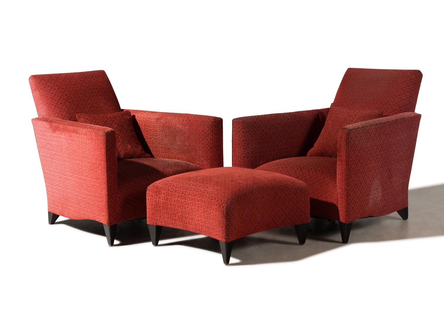 Pair of Armchairs and an ottoman
