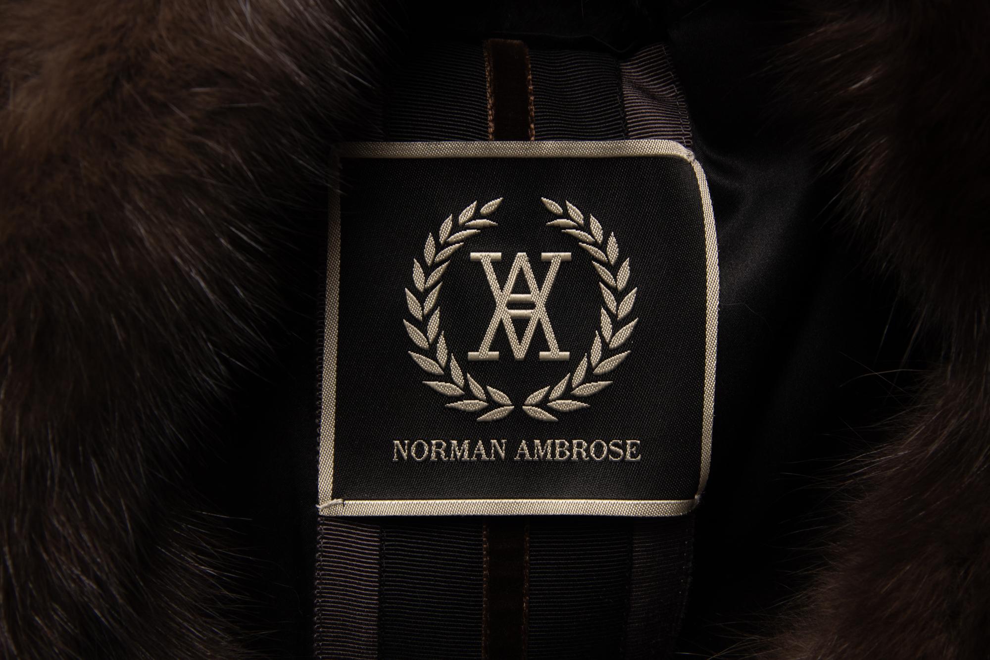 Norman Ambrose Black Persian Lamb Jacket with Sable Collar