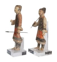 Two Chinese Painted Pottery Standing Warriors