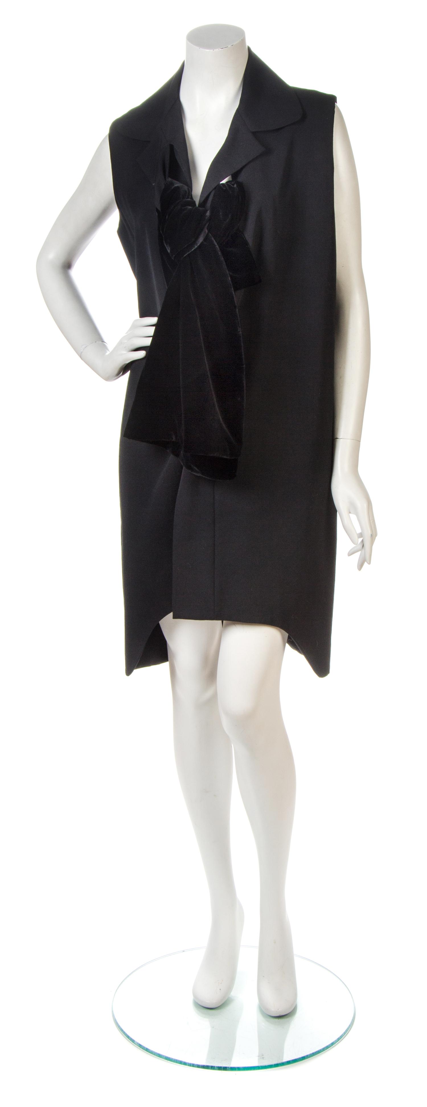 A Yohji Yamamoto Black Wool Runway Dress, Size 2.