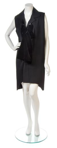 A Yohji Yamamoto Black Wool Runway Dress, Size 2.