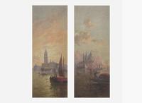 Walter Franklin Lansil (American, 1846–1933) - The Campanile and Ducal Palace; together with The Santa Maria della Salute (A Pair of Venetian Scenes)