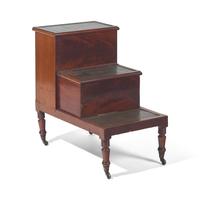 A Set of George IV Mahogany and Gilt Tooled Leather Inset Library Steps