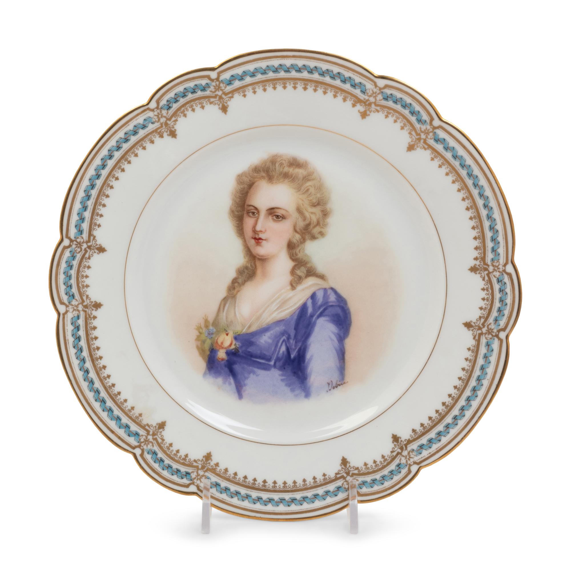 A Set of Twelve Sevres Painted Porcelain Dessert Plates