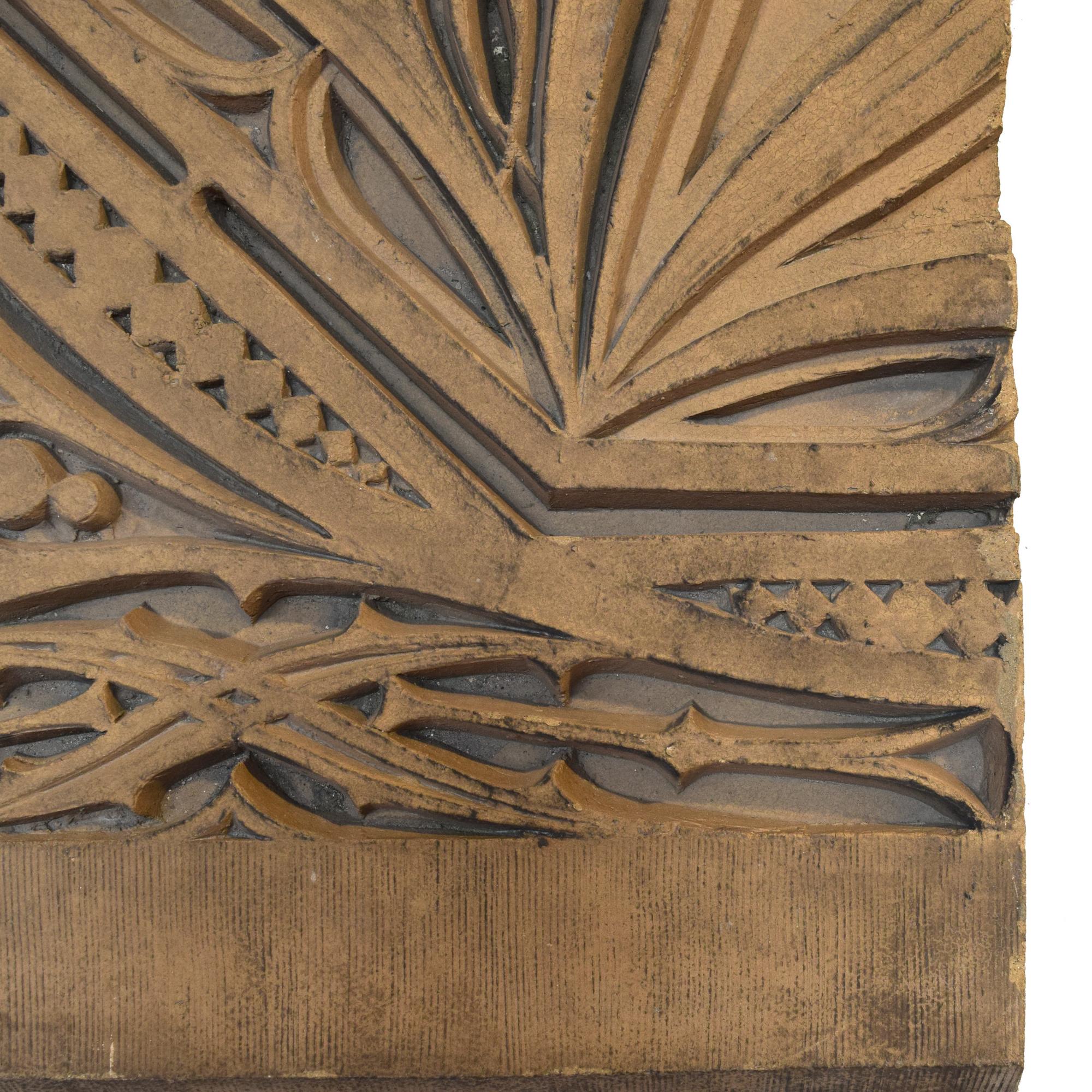A Sullivan Designed Terra Cotta Facade Fragment from the St. Nicholas Hotel 27.5" W x 4" D x 32" H — United States, 1894