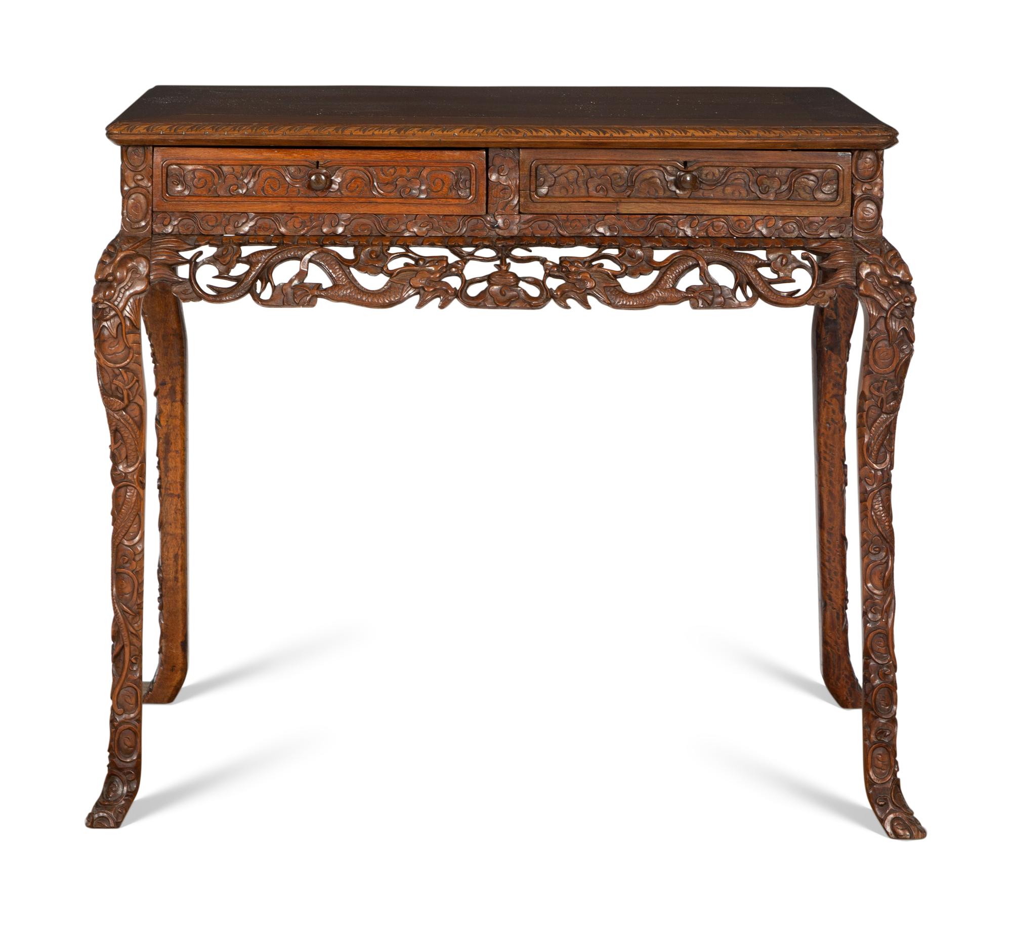 An Asian Carved Hardwood Side Table