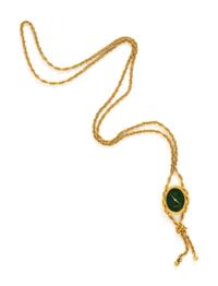 PIAGET, YELLOW GOLD AND JADE WATCH PENDANT NECKLACE