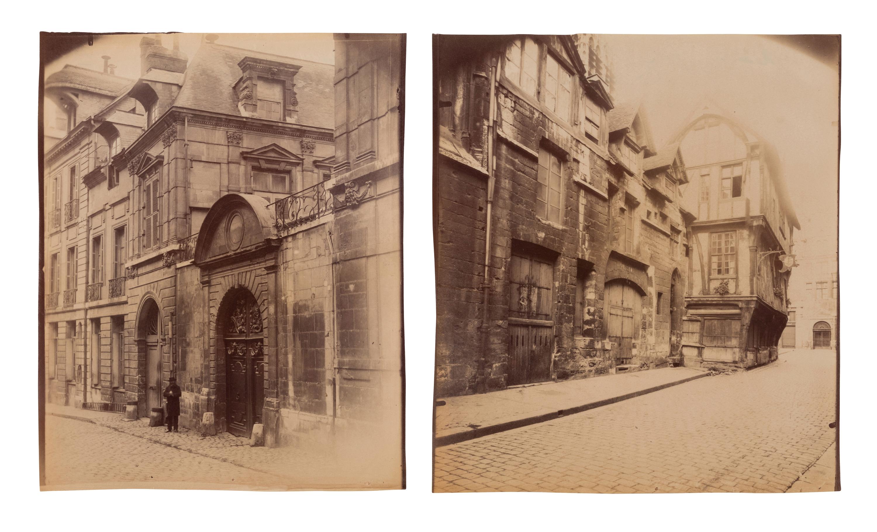 A pair of photographs depicting scenes in Rouen ( Rouen-rue du Moulinet 7 ; Maison, rue Saint-Romain [Rouen] )