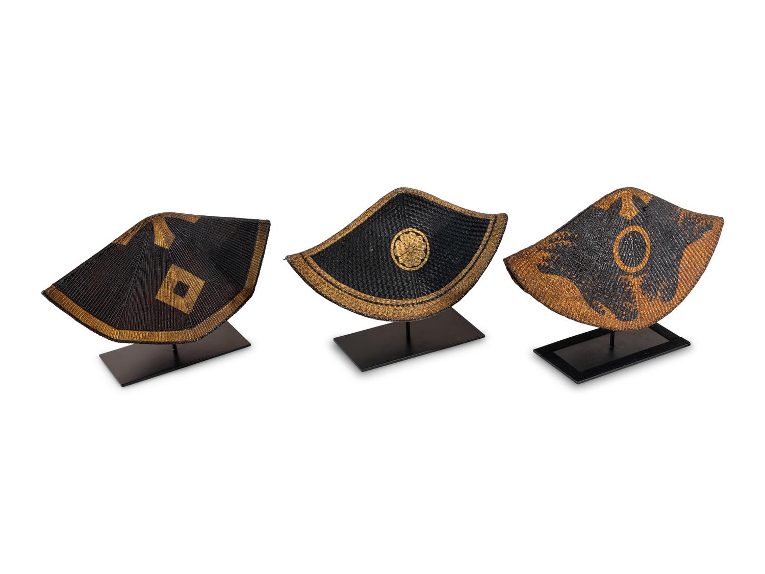A Set of Three Chinese Straw Hats