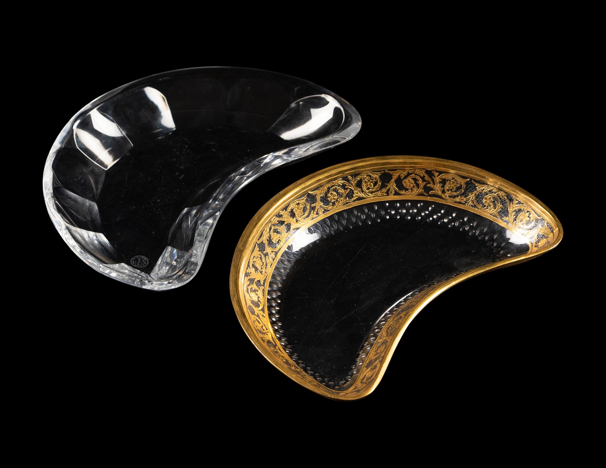 Two Sets of Glass Crescent-Shaped Side Plates