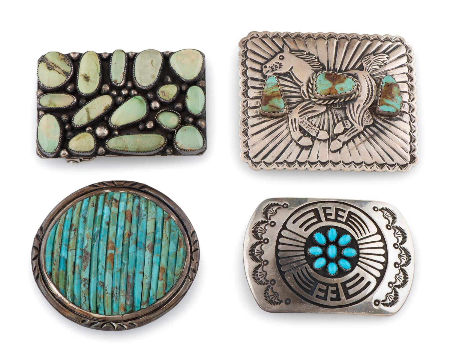 Navajo Sterling Silver and Turquoise Belt Buckles