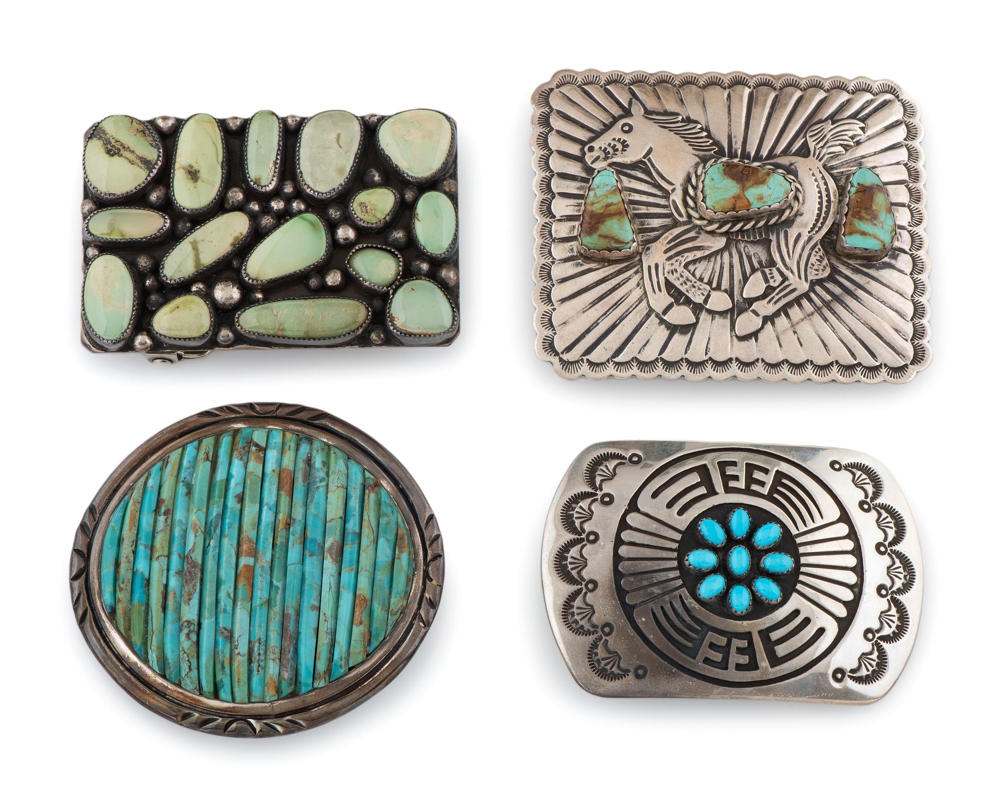 Navajo Sterling Silver and Turquoise Belt Buckles