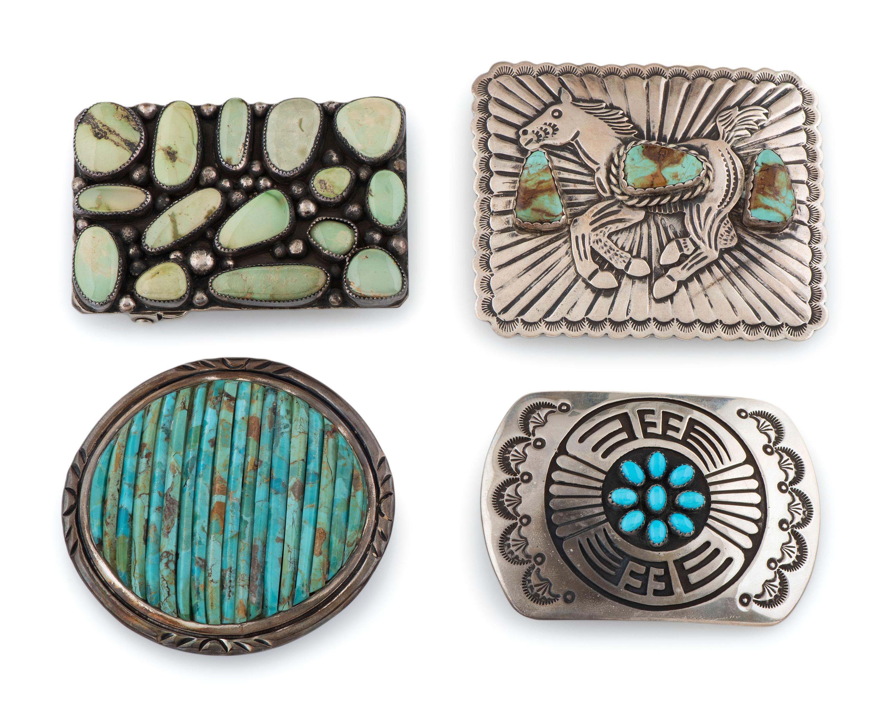 Navajo Sterling Silver and Turquoise Belt Buckles
