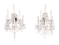 A Pair of Cut Glass Six-Light Sconces