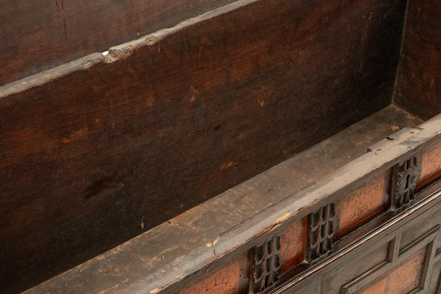 An Italian Penwork-Inset Walnut Cassone