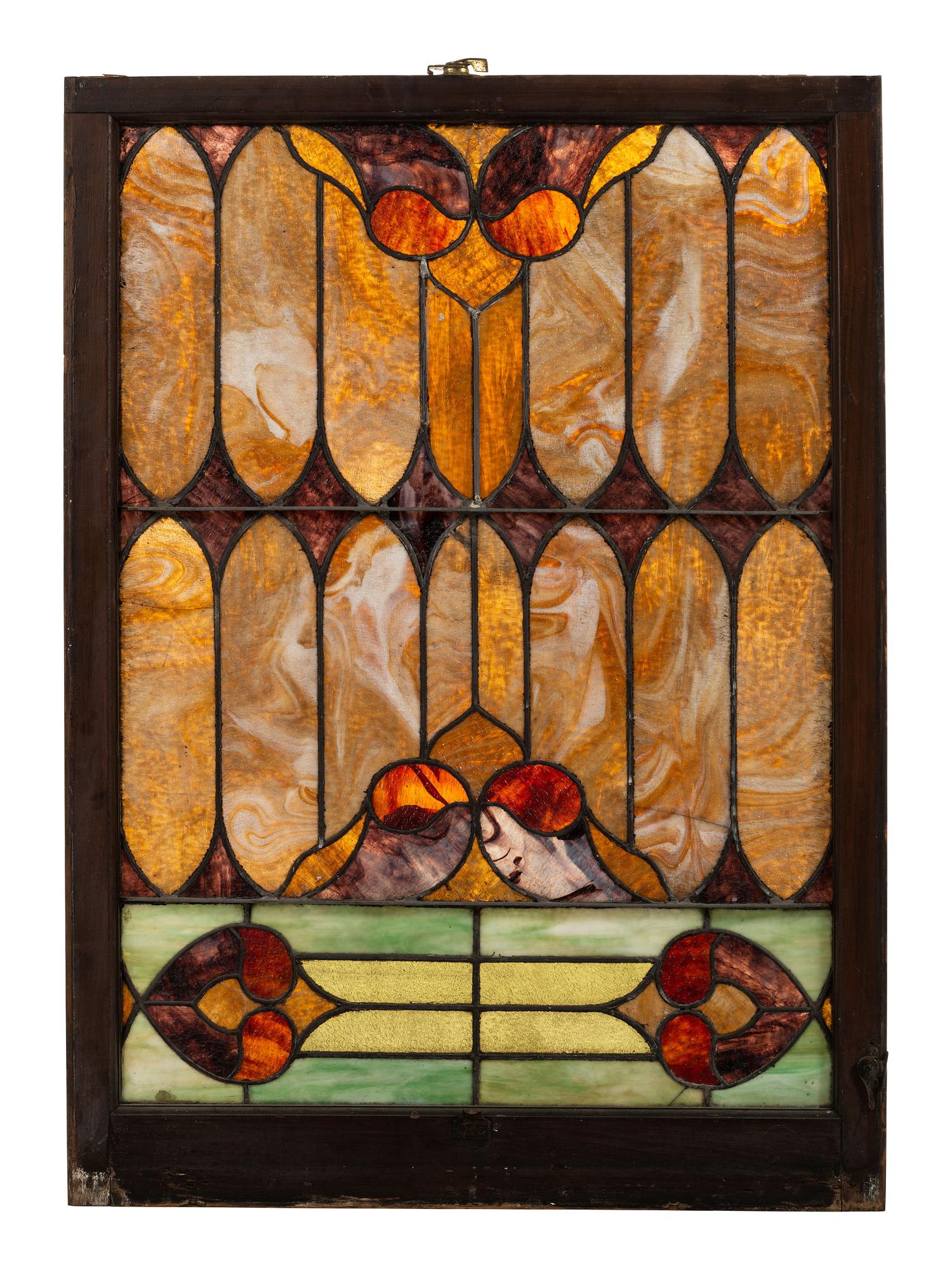 Two American Stained Glass Window Panels