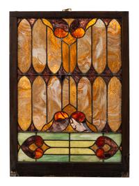 Two American Stained Glass Window Panels