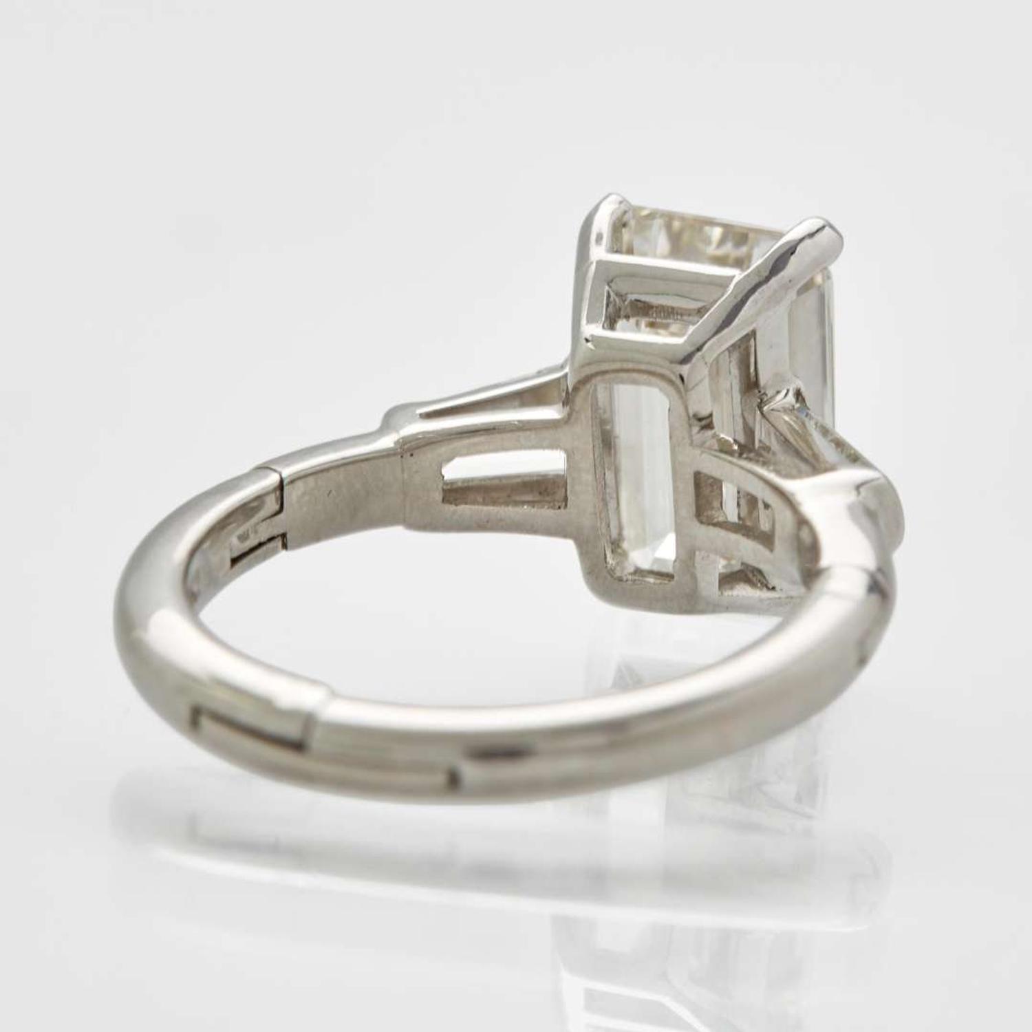 A Platinum and Diamond Ring 3.91 Emerald cut Diamond, GIA Certified