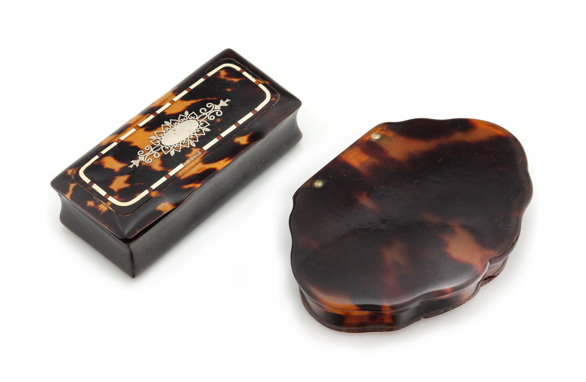 Two Tortoise Shell Snuff Boxes Width of larger 3 1/2 inches. — LATE 19TH/EARLY 20TH CENTURY