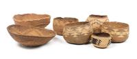 Seven California Hupa/ Yurok Area Baskets Height of largest 7 x diameter 18 inches.