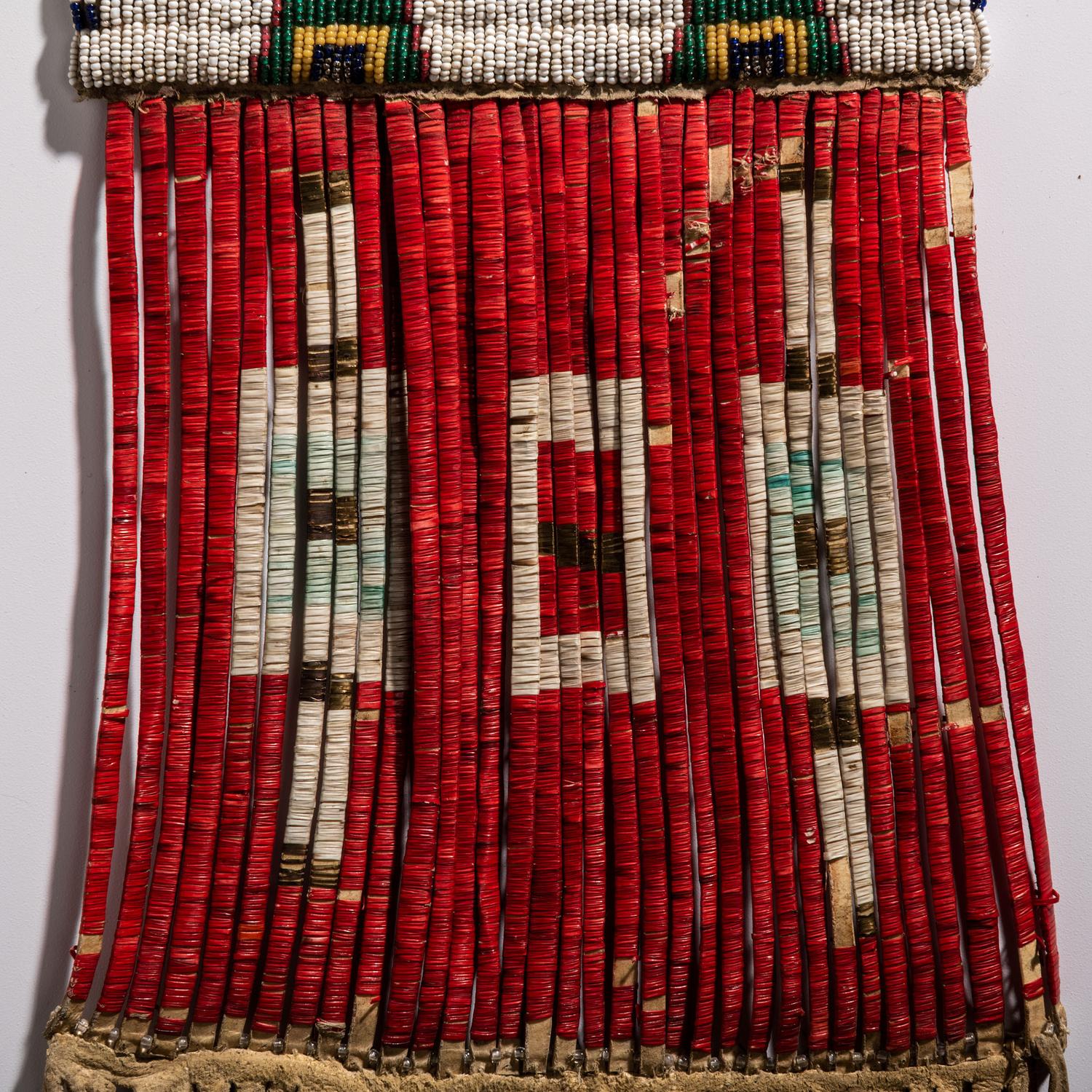 Sioux Beaded Hide Tobacco Bag, with American Flags