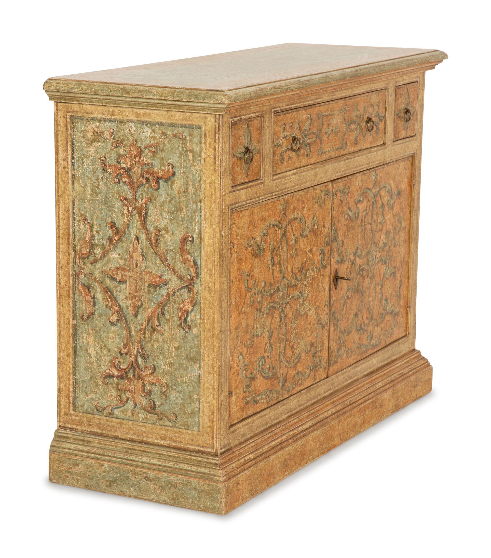 A Venetian Style Painted Side Cabinet