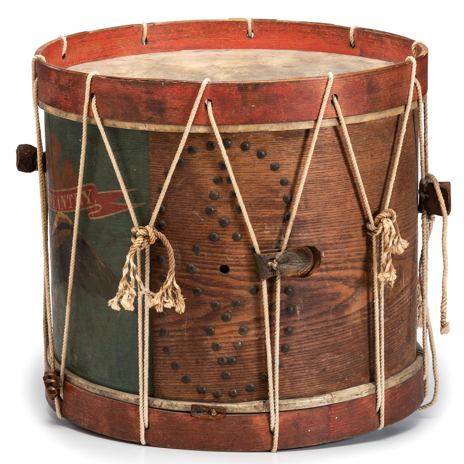 Civil War painted regulation eagle drum.