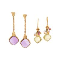 COLLECTION OF YELLOW GOLD AND GEMSTONE EARRINGS