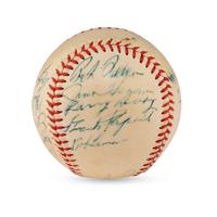 A 1949 Cleveland Indians Team Signed Autograph Baseball Featuring Multiple Hall of Famers (PSA Letter of Authenticity),