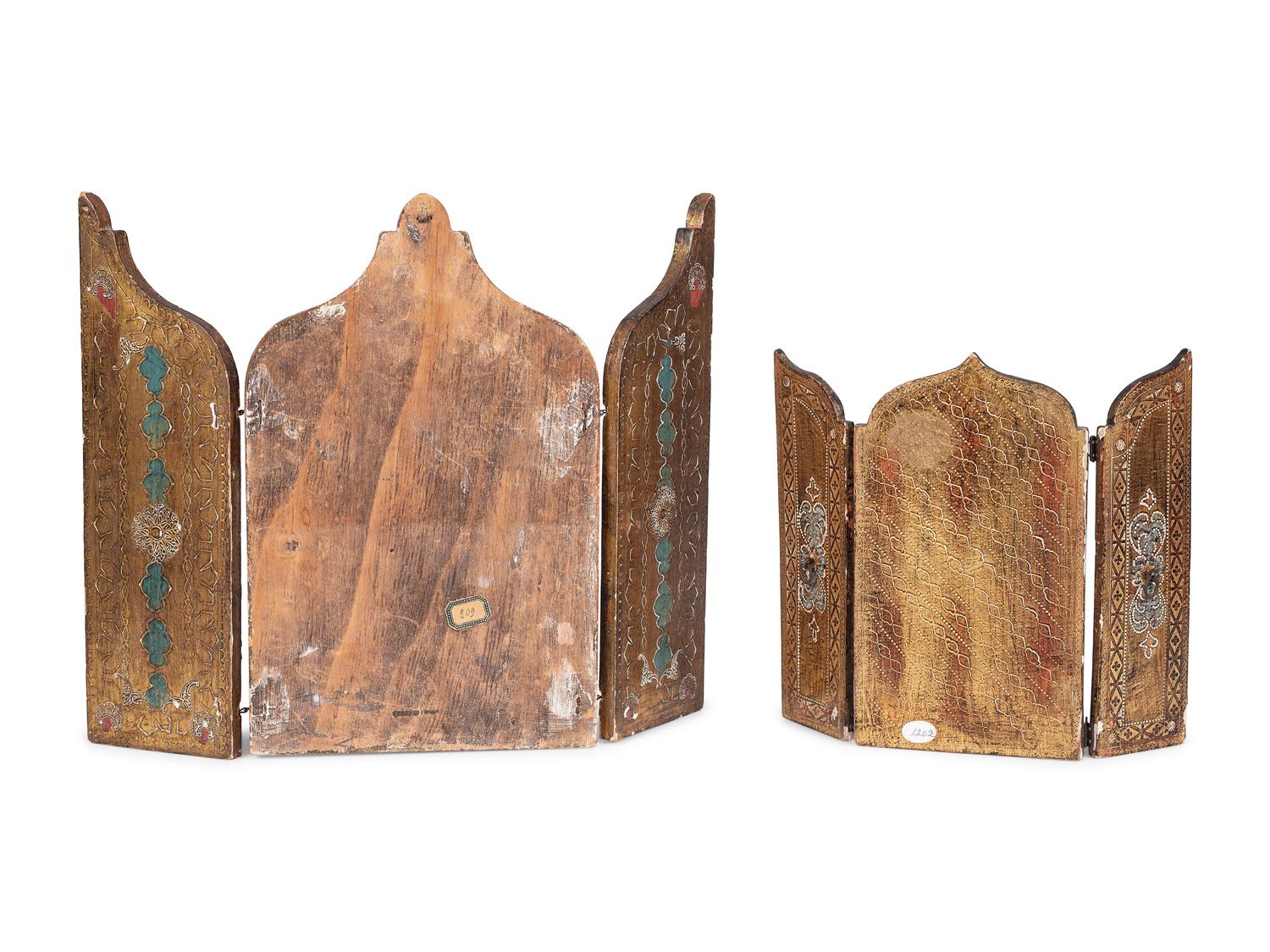 Five Gilt and Painted Wood Triptychs