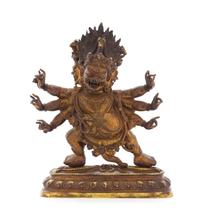A Sino-Tibetan Gilt Bronze Figure of Mahakala Height 9 3/4 inches. — 18TH/19TH CENTURY