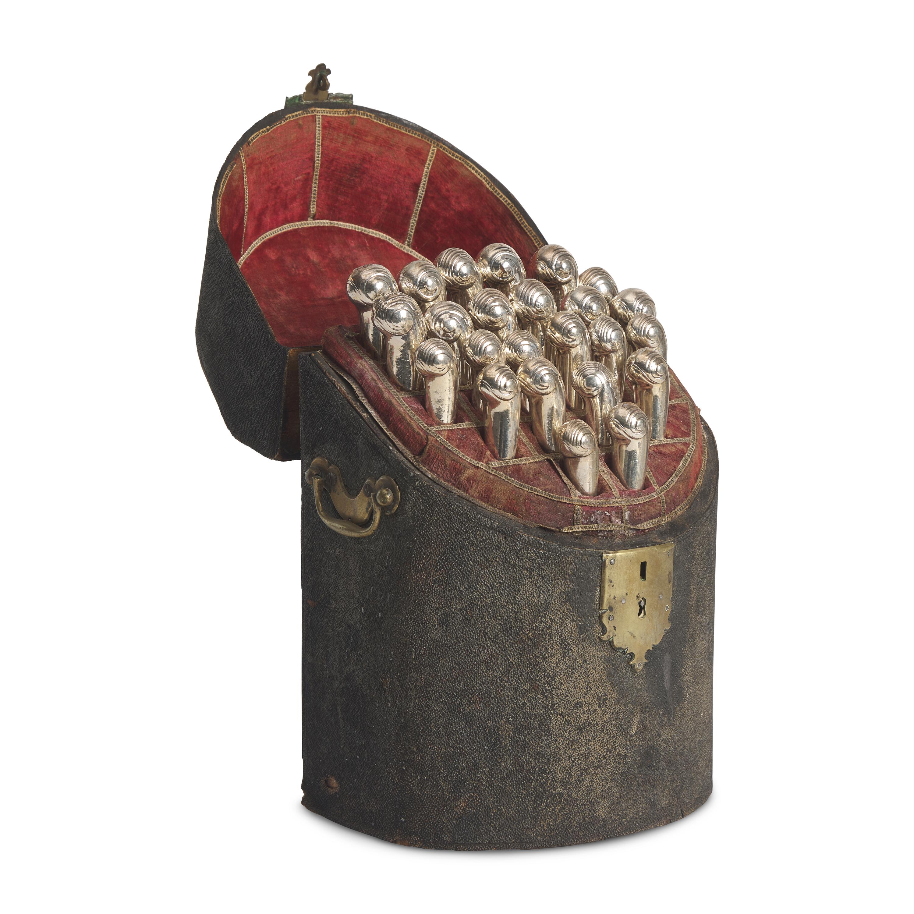 A George III Brass Mounted and Leather Bound Cutlery Case