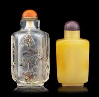 Two Carved Precious Stone Snuff Bottles